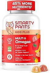 SmartyPants Kids Multivitamin Gummies - Improved Formula: Omega 3 (DHA/EPA), Vitamins D3, C, B12, B6, Vitamin A, K & Zinc, Gl