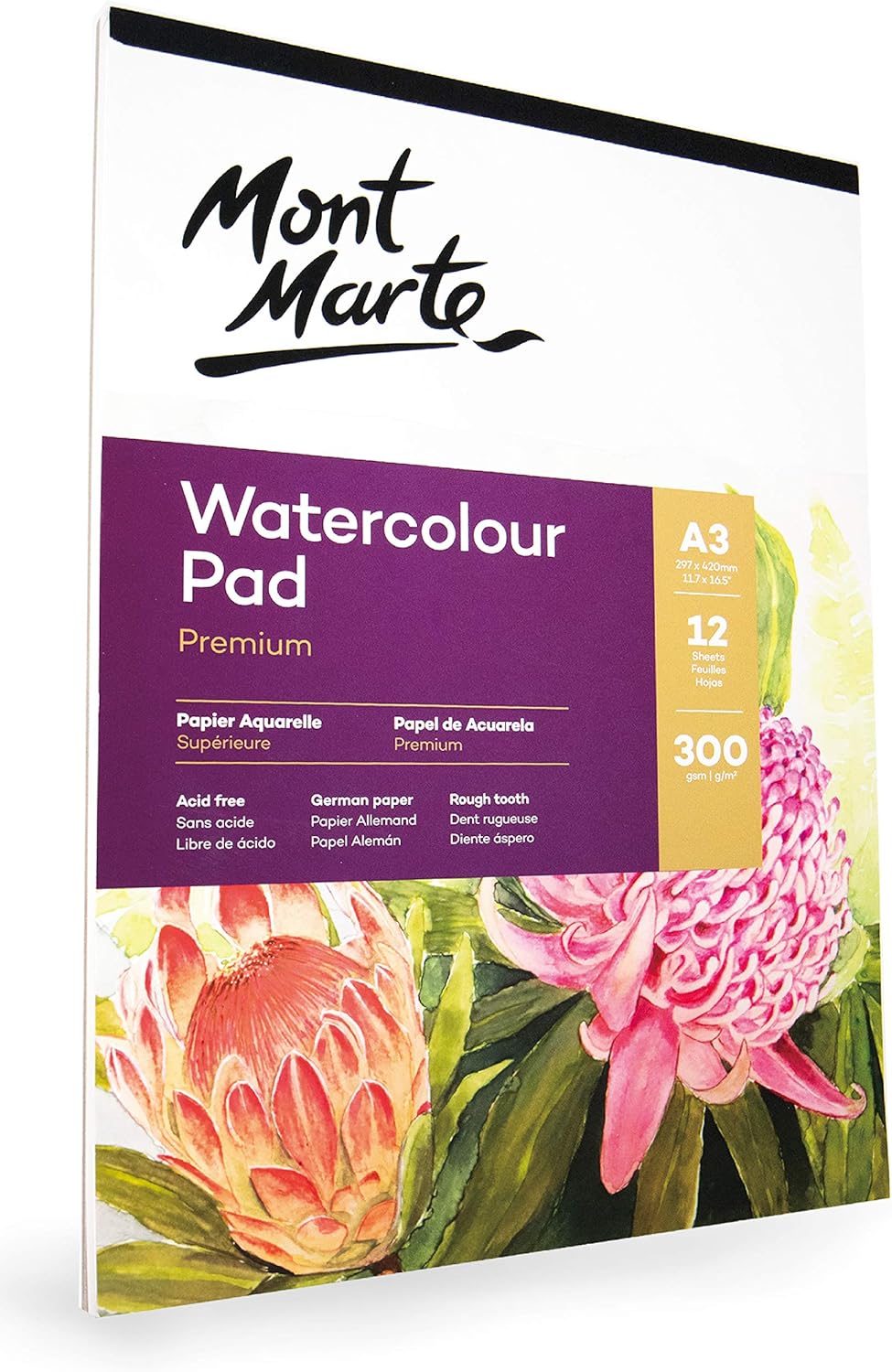 12 feuilles Bloc de Papier Aquarelle haut de gamme Parfait pour les Débutants et les Artistes
