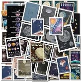 55Pcs Vintage Astronomy Stamp Stickers - Space Planet Decals | Celestial &amp; Sci-Fi Vinyl Decals, Journaling &amp; Scrapbook Aesthetics, Planner &amp; Laptop Decoration, Space Gift For Kids