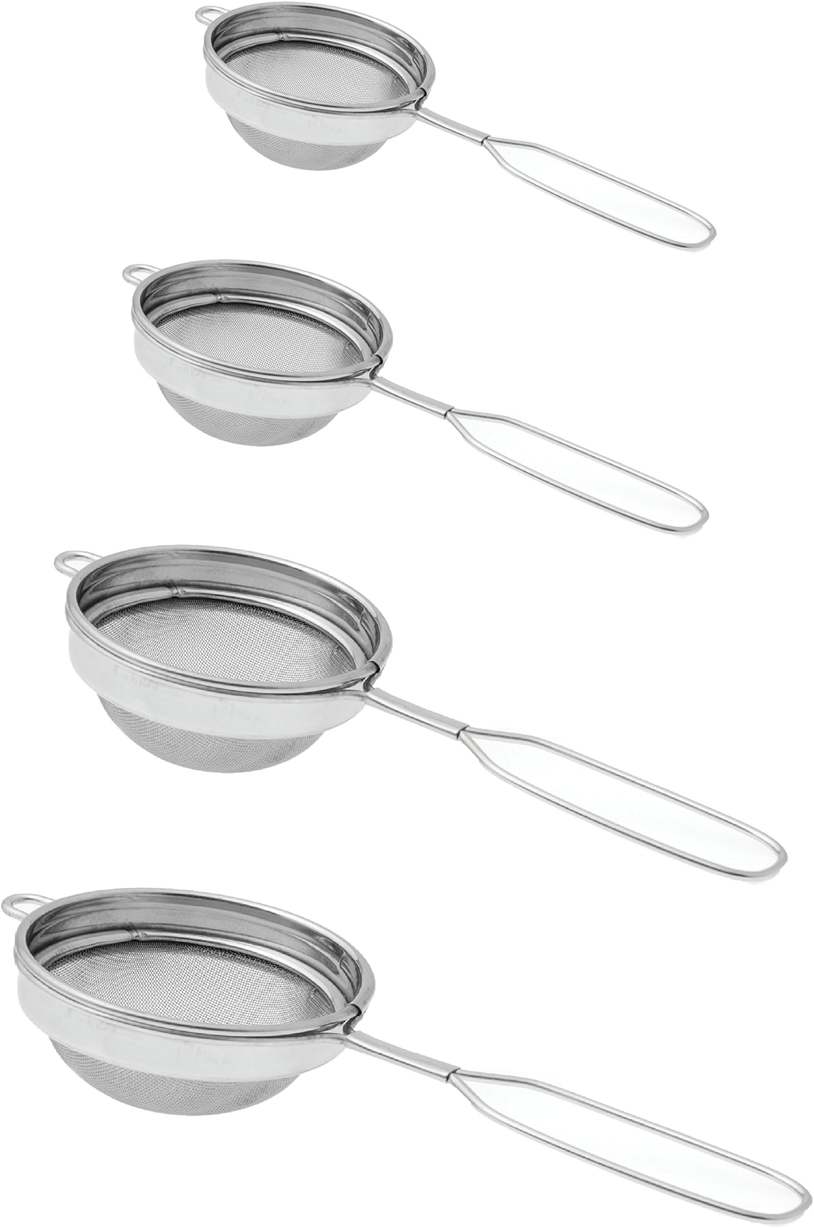 Dynamic Store Stainless Steel Set of 4 Classic Wire Handle Tea Strainers 25 X 9.5 X 4 Cm