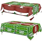 Peryiter 4 Pcs Plastic Football Tablecloth 54 x 108 Inch Football Party Decorations Touchdown Supplies Disposable Table Cover for Tailgate Game Day Birthday Sport Theme Party