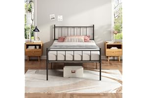 HAFENPO Twin Size Platform Bed Frame - Black Metal Bed Frame,Heavy Duty Base with Headboard and Footboard,Steel Slat Support,No Box Spring Needed,Easy to Assemble,Suitable for Bedrooms