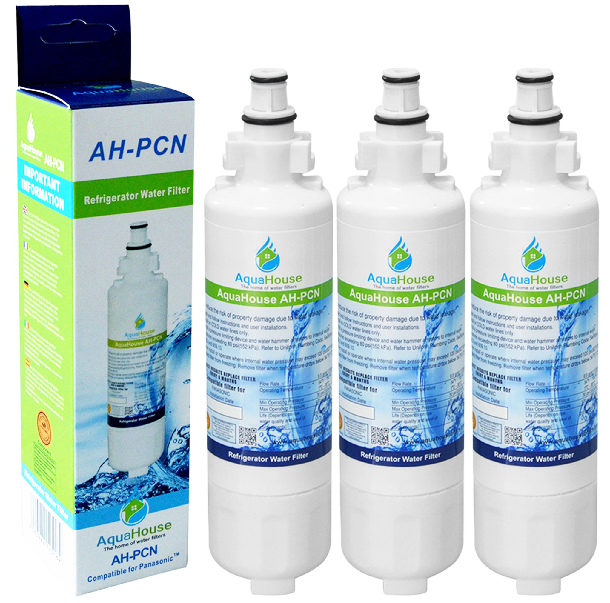 3X AH-PCN Compatible for Panasonic CNRAH-257760 Water Filter, CNRBH-125950 Fridge Filter NR-B53V1