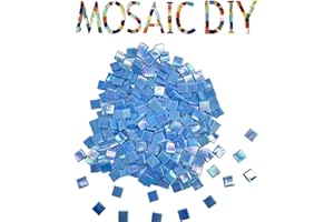 SMEIINIK 500g/1.1lb Iridescent Glass Mosaic Tiles for Crafts Bulk,Square Tiles for Mosaic DIY,Glass Mosaic Pieces,Mosaic Making Supplies (CE35)