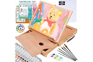 Falling in Art 29 Pcs Acrylic Paint Set with Tabletop Easel, Painting Kit with 12 Acrylic Paints Set, Canvas Panels, Brushes, Wooden Palette for Kids, Adults, Beginners, Professionals