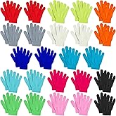 suoundey 24 Pairs Kids Winter Mittens, Stretchy Warm Knitted Gloves Assorted Solid Magic Gloves for Toddler Boys and Girls