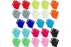 suoundey 24 Pairs Kids Winter Mittens, Stretchy Warm Knitted Gloves Assorted Solid Magic Gloves for Toddler Boys and Girls