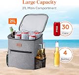Lifewit 21L 30-Can Soft Cooler Backpack with Hard Liner Grey view 2