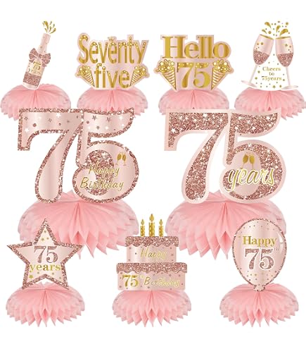 75. Geburtstag Dekorations-Set – Banner, Wimpelkette & Wirbel In Roségold – Für Eine Elegante Geburtstagsfeier