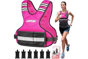 UOPON Adjustable Weighted Vest for Women, 6-12 Lbs Rucking Vest with 6 Ironsand Weights, Best Weighted Vest with Plus Pockets & Reflective Strips for Running, Walking, Workout and Strength Training