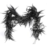 RECUTMS 2Pcs 5.8Ft Black Artificial Boston Fern Garland Fake Hanging Vines | Reusable Plastic Leaves,Bendable Stems,Easy to Hang,Mysterious Color,No Maintenance, Fall Halloween Thanksgiving Party Decor