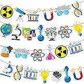 4pcs Science Party Banners Science Birthday Party Decorations Chemistry Laboratory Theme Party Banner Decorations for Chemistry Theme Birthday Party Science Baby Shower Supplies