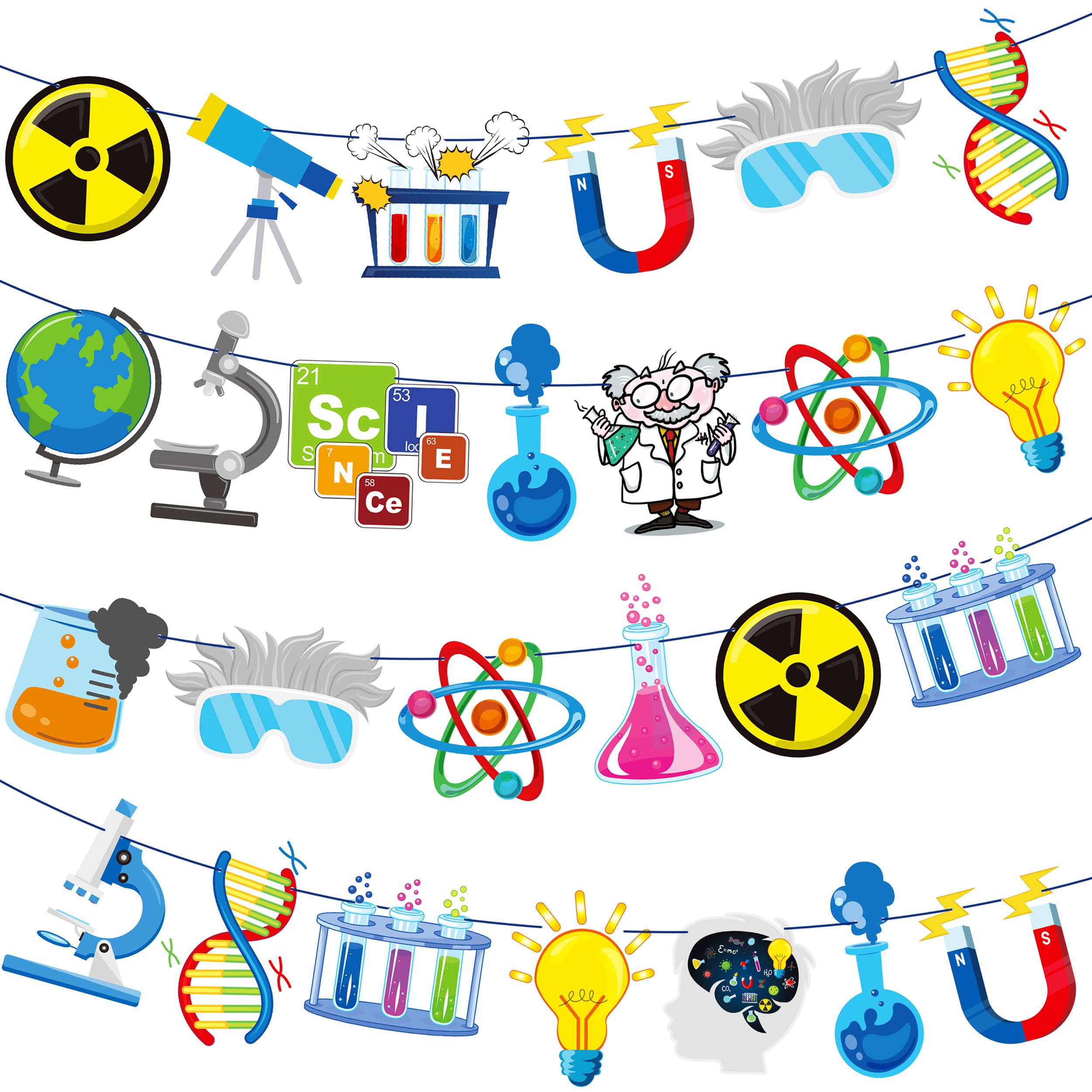 Photo 1 of 4pcs Science Party Banners Science Birthday Party Decorations Chemistry Laboratory Theme Party Banner Decorations for Chemistry Theme Birthday Party Science Baby Shower Supplies