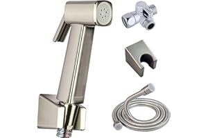 Eurolife Handheld Toilet Bidet Sprayer for Toilet, Lockable push button with Bidet Hose for Feminine Wash, Cloth Diaper for Baby Wash, ABS Material, New version, included T-Valve (Niken Brushed Color)