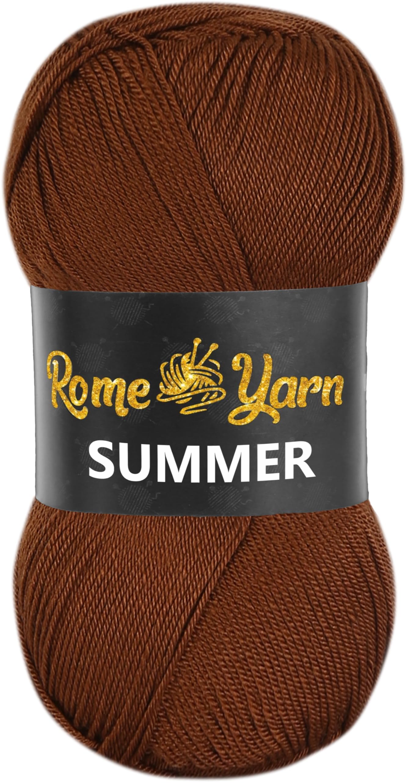 Rome Yarn Summer Yarn | Silk Effect | #2 Fine | 100 g | 350 m | Anti-Pilling Acrylic Yarn | Knitting Thread Crochet Art Lace Craft (1 Pack, 858 Bitter Coffee)
