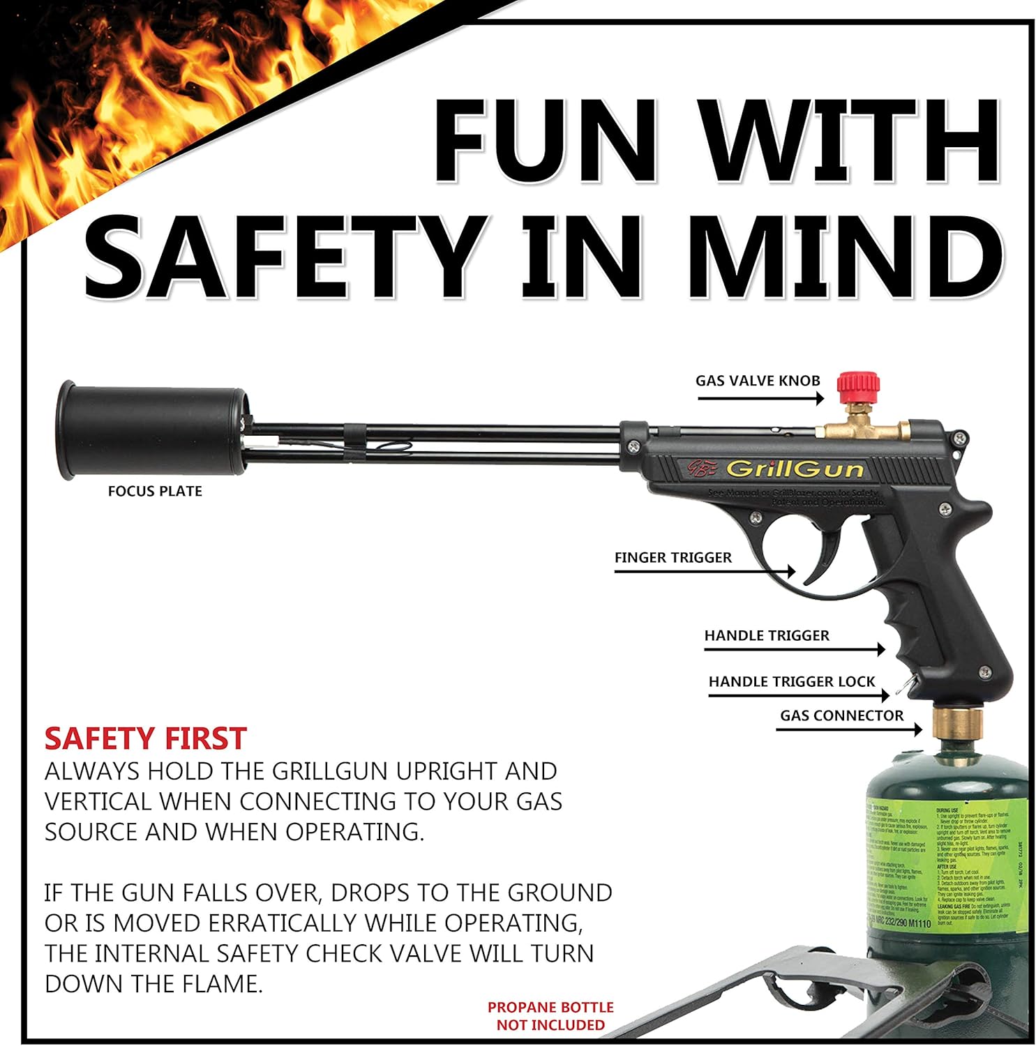 grillblazer GrillGun Basic Grill Torch & Lighter - Charcoal and Wood Starter - Professional Grilling and BBQ Handheld Blowtorch for Chefs, Men and Women Who Want to Have The Best Tool for The Job : Garden & Outdoor