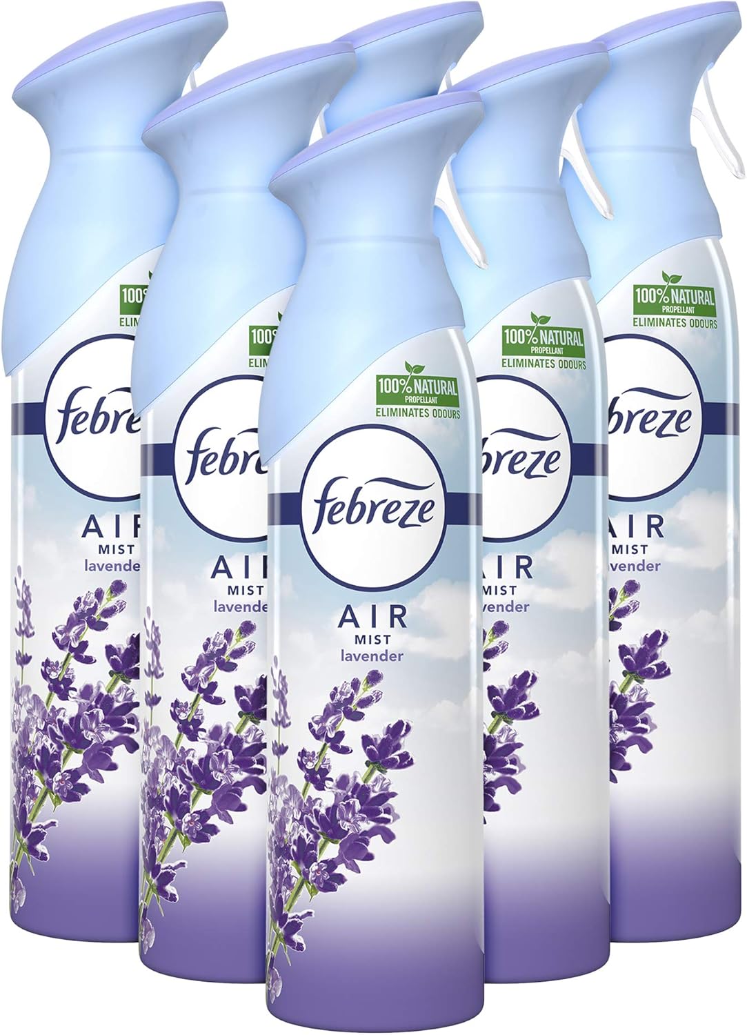 Febreze Air Freshener Spray, Odour Eliminator and Bathroom Freshener, lavender, 1.8 Litre (300 ml x 6)