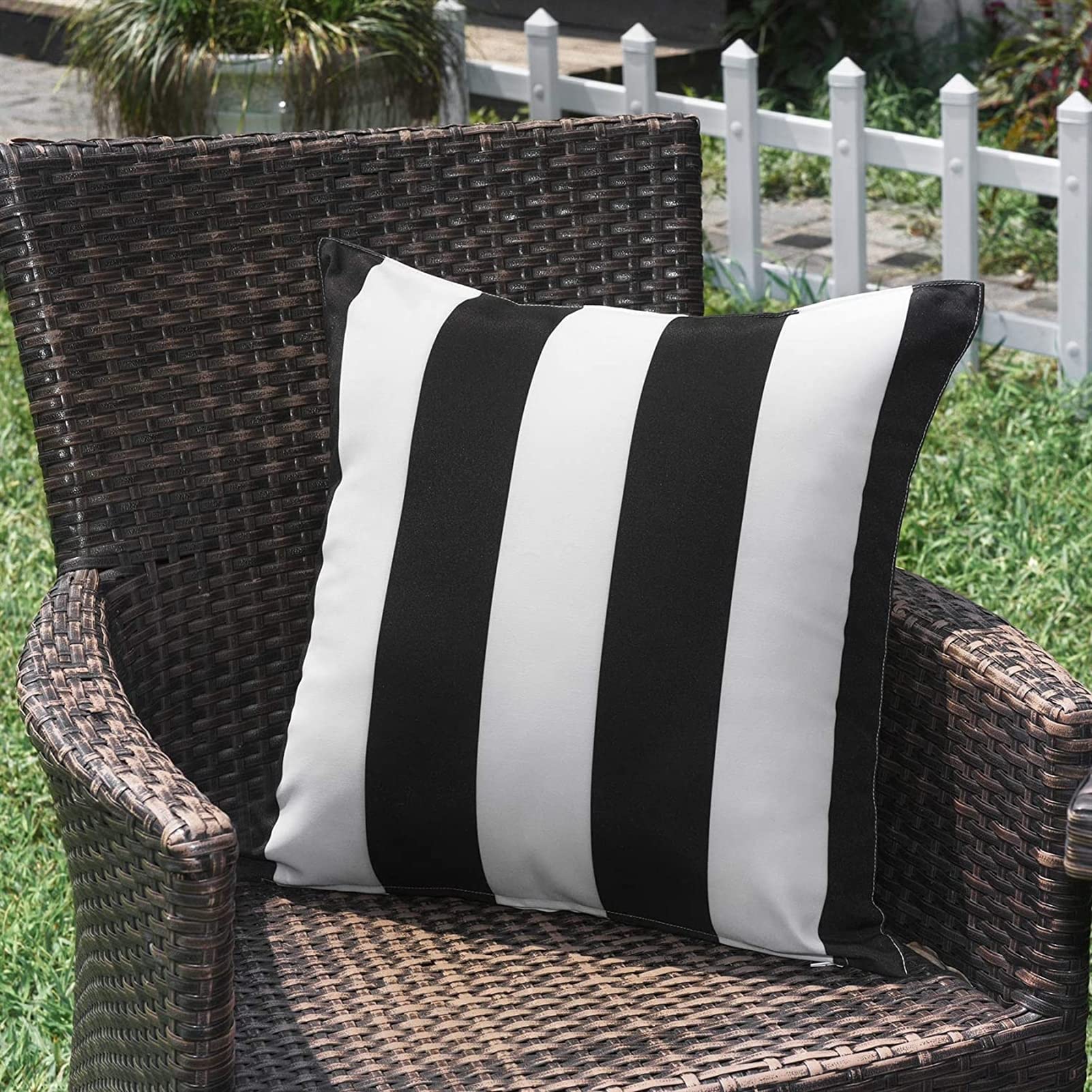 SK Studio Outdoor Waterproof Pillow Covers Set of 2 Lumbar Throw Pillowcases Outdoor Pillows Cushion Case for Home Patio Furnitures, Black, 18x18 inch