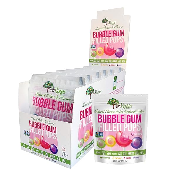 TREE HUGGER BUBBLE GUM FILLED POPS IN STAND...