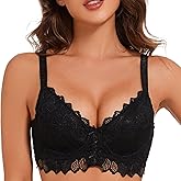 sheroine Women's Lace Sexy Underwire Mesh Bra Full Coverage Sheer Plus Size Unpadded Bras