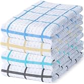DecorRack Waffle Weave Kitchen Towels 15x25 in, Plaid, Assorted (4 Pack)