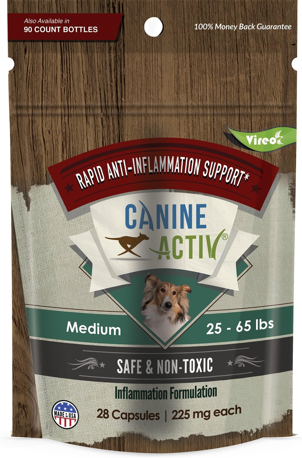 CanineActiv Inflammation Formula for Dogs-Anti-Inflammation Support and Recovery Supplement for Hips, Joints, Ligaments, Muscles, and More- Small/Medium/Large Breeds(28oct)