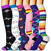 CHARMKING 6 Pairs-Compression Socks for Women & Men Circulation Best Support for Nurses, Running, Athletic,Flight Travel