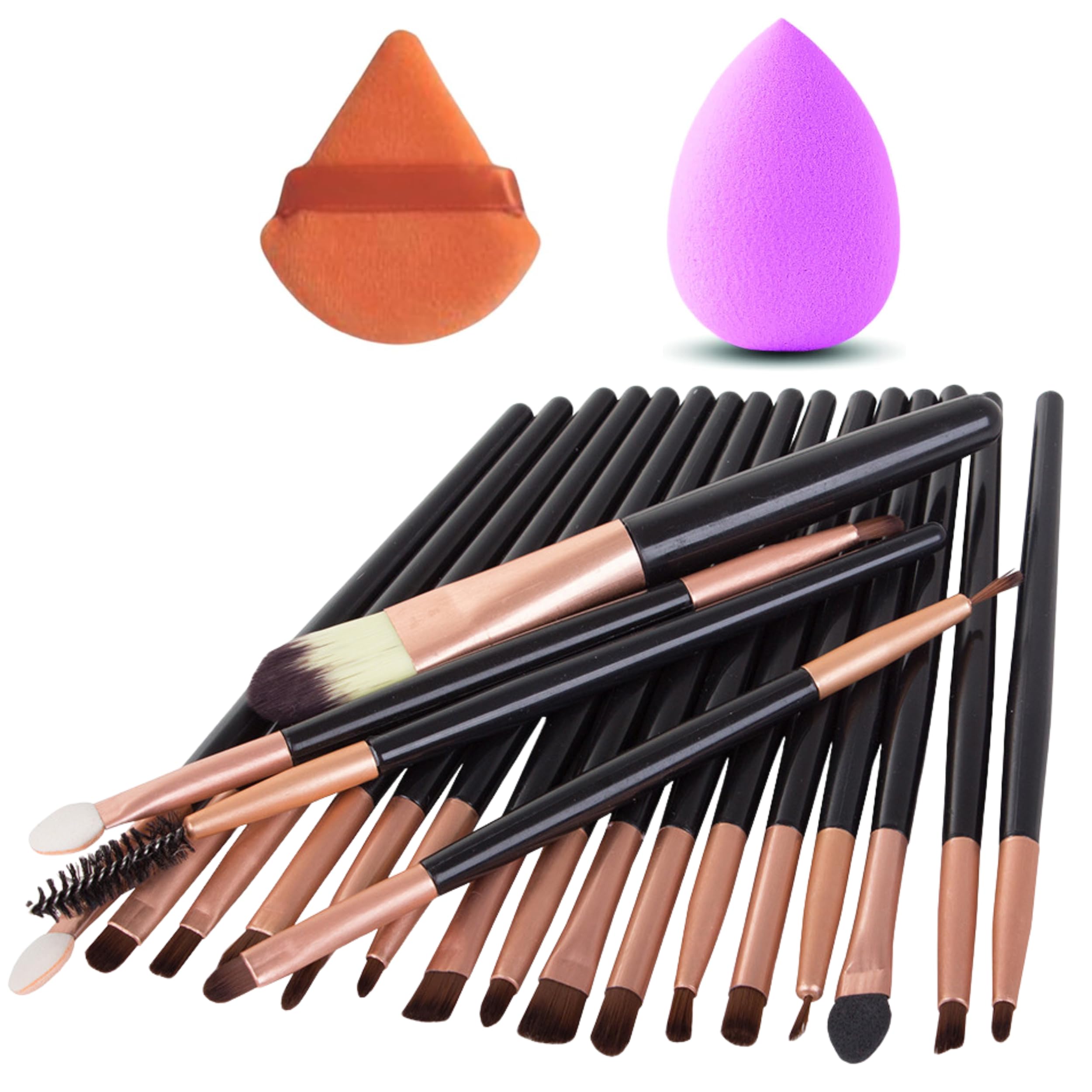 PARENCE. - 22-Piece Make-Up Set - 20 Brushes, 1 Blender Sponge, 1 Puff - Make Up, Complete Set, Versatile