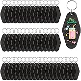 Yoption Blank Motel Keychain Bulk with Key Rings, Hotel Keychains Key Tag for Vinyl DIY Crafts