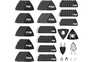 WEWINK PLUS 148Pcs Oscillating Tool Detail Sanding Pads Kit, 2 Finger & 2 Triangle Sanding Pads Multitool Sandpaper 60-400 Grit, Multi Tool Sanding Pad for Detail Wood Metal Plaster Finishing-Fit for Dewalt