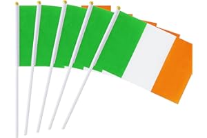 Kind Girl 25 Pack Hand Held Small Mini Flag Ireland Flag Irish Stick Flag Round Top National Country Flags,Party Decorations Supplies for Parades,World Cup,Festival Events,International Festival