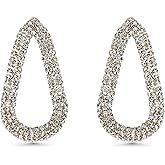 Large Oval 18K gold plated Dangle Earrings with Cubic Zirconia for Women by SNGIA, Big Oval Rhinestone CZ Earrings for Gifts