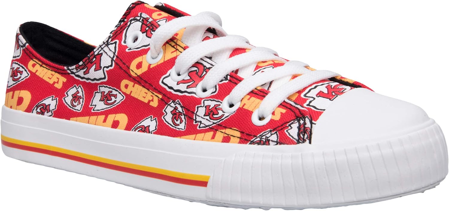 NFL Womens Low Top Repeat Print Canvas Shoe: Kansas City Chiefs, Medium : Clothing