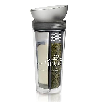 Finum TRAVELER ZITA Reisebecher to go für Tee & kalte Getränke - Reise Teebecher mit Tea Control - Thermo Trinkbecher doppelw