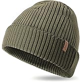 OUTDOOR SHAPING Merino Wool Beanie for Men & Women, Unisex Daily Cuffed Plain Knit Hat, Soft Warm Winter Hat