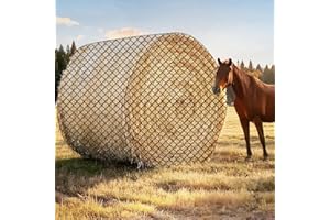 GMTONTY 6×6ft Large Round Bale Hay Nets for Horses, 6x6 ft Hay Net for Horses Slow Feed Knotless, Slow Feeder Hay nets for Horses, Fits Round Bales 4x4ft, 5x5ft, 6×6ft, Square Bales 3x3x8ft and 4x4x8ft