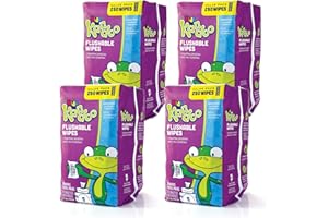 Flushable Wipes for Baby and Kids by Kandoo, Sensitve and Unscented Formula, Hypoallergenic Potty Training Wet Cleansing Cloths, 250 Count, Pack of 4