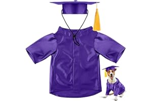 Bunnycool Dog Graduation Cap and Gown Costume Class of 2024 Washable Dog Graduation Shirt with Pet Graduation Hat for Dog Cat (Purple)