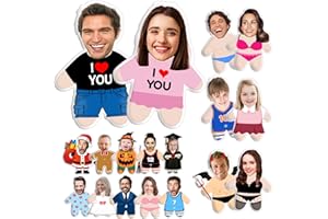 Custom Face Pillow with Body Personalized Photo Plush Doll Double-Sided 3D Funny Throw Pillow for Couch & Bed Cute Customized