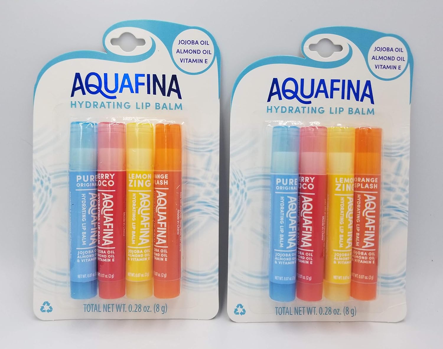 Aquafina Hydrating Lip Balm (2) 4Packs, Jojoba & Almond