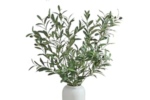 Vicrol 2 PCS 39 Inch Faux Olive Branches Artificial Flowers Greenery Stems Olive Tree Branch for Vase Filler Home Decor Indoo