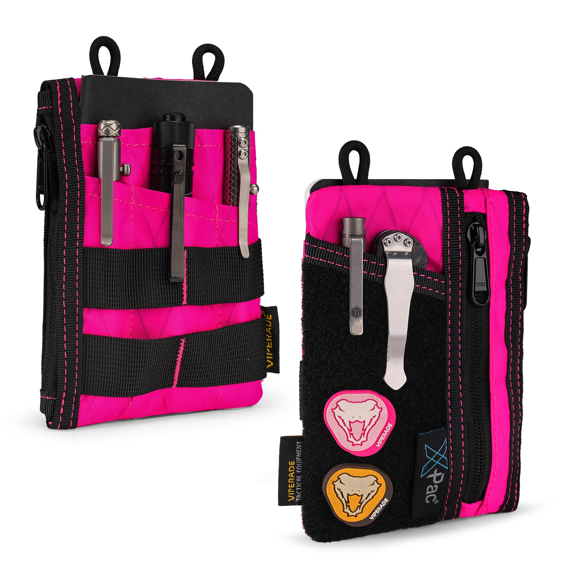 VIPERADE VE16 Small EDC Pouch Tool Organizer, Multifunction Small Tools Pouch with 7 Pockets, EDC Organizer for Men, Mini Pocket Organiser with Patches Area, Multitools Organiser bag