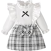 Coaturi Baby Girl Clothes Sets: 2 Piece Ruffle Sleeve Bowkont Shirts Mini Skirt Fall Winter Outfits for Toddler 9-48 Months