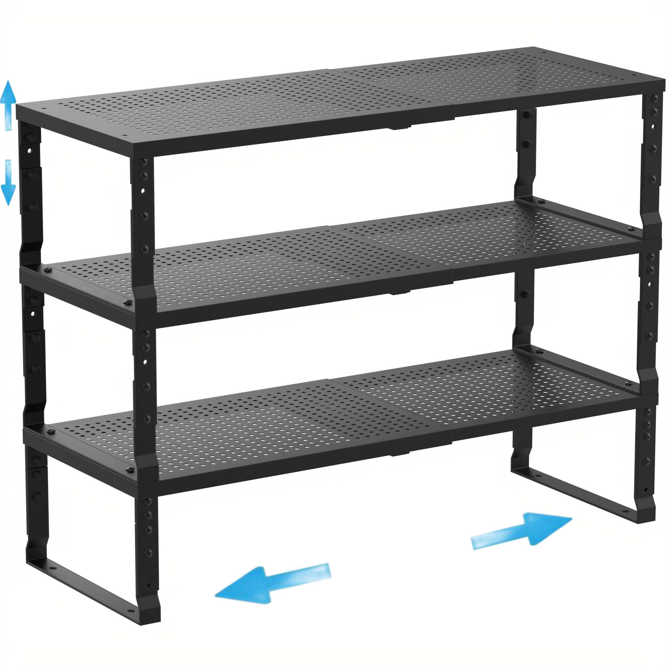 Photo 1 of **MISSING PARTS***Wobmmi Expandable Spice Rack Kitchen Cabinet Shelf Organizer, Stackable Storage Shelves Racks, Adjustable Counter Shelving for Cabinets, Countertop, Cupboard,Pantry and More(3Packs/Black/Medium)