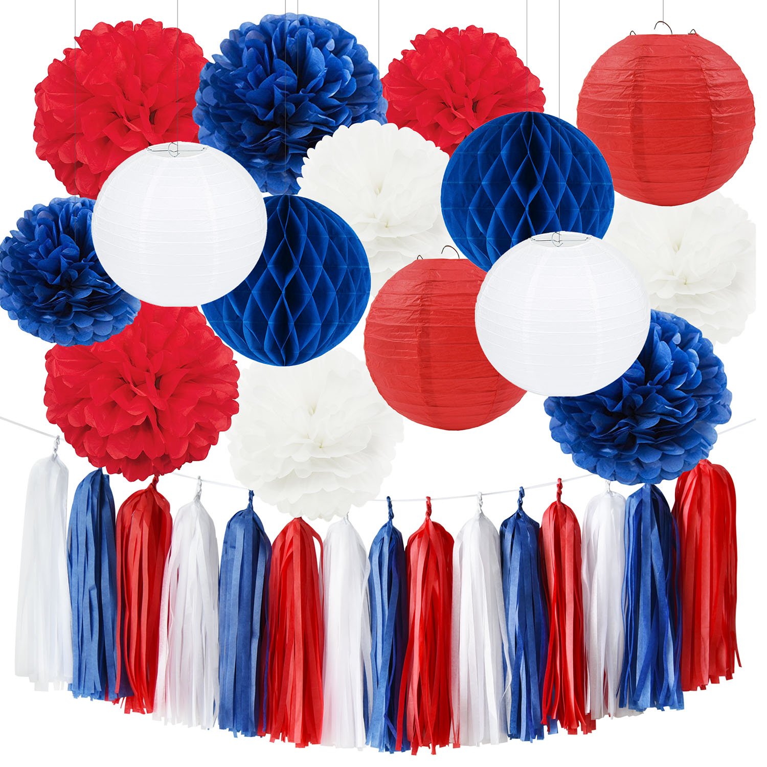 Photo 1 of Graduation Decorations 2025 Navy Blue Red White Nautical Party Decor Base Ball Decorations 4th of July/Patriotic Decorations Fourth of July Party Favors Birthday Sail Boats Party Decorations