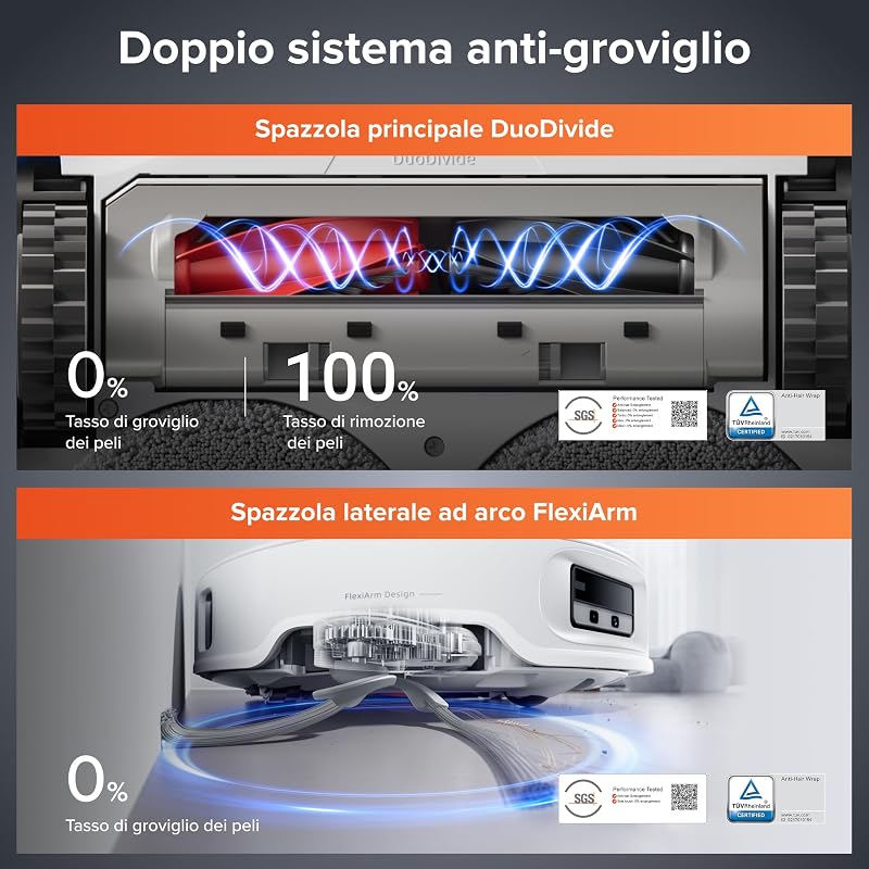 Qrevo EdgeT Robot Aspirapolvere Lavapavimenti con LDS Retrattile