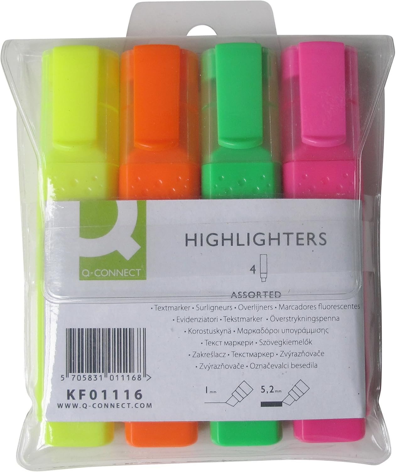 QConnect Highlighter Pens KF01116 Assorted, Pack of 4 Amazon.co.uk