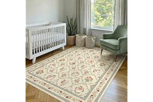 Hroza Green Rug 3x5 Cute Floral Cat Area Rugs for Nursery Bedside Entrance Bathroom Kitchen Soft Ultra-Thin Non Slip Entryway