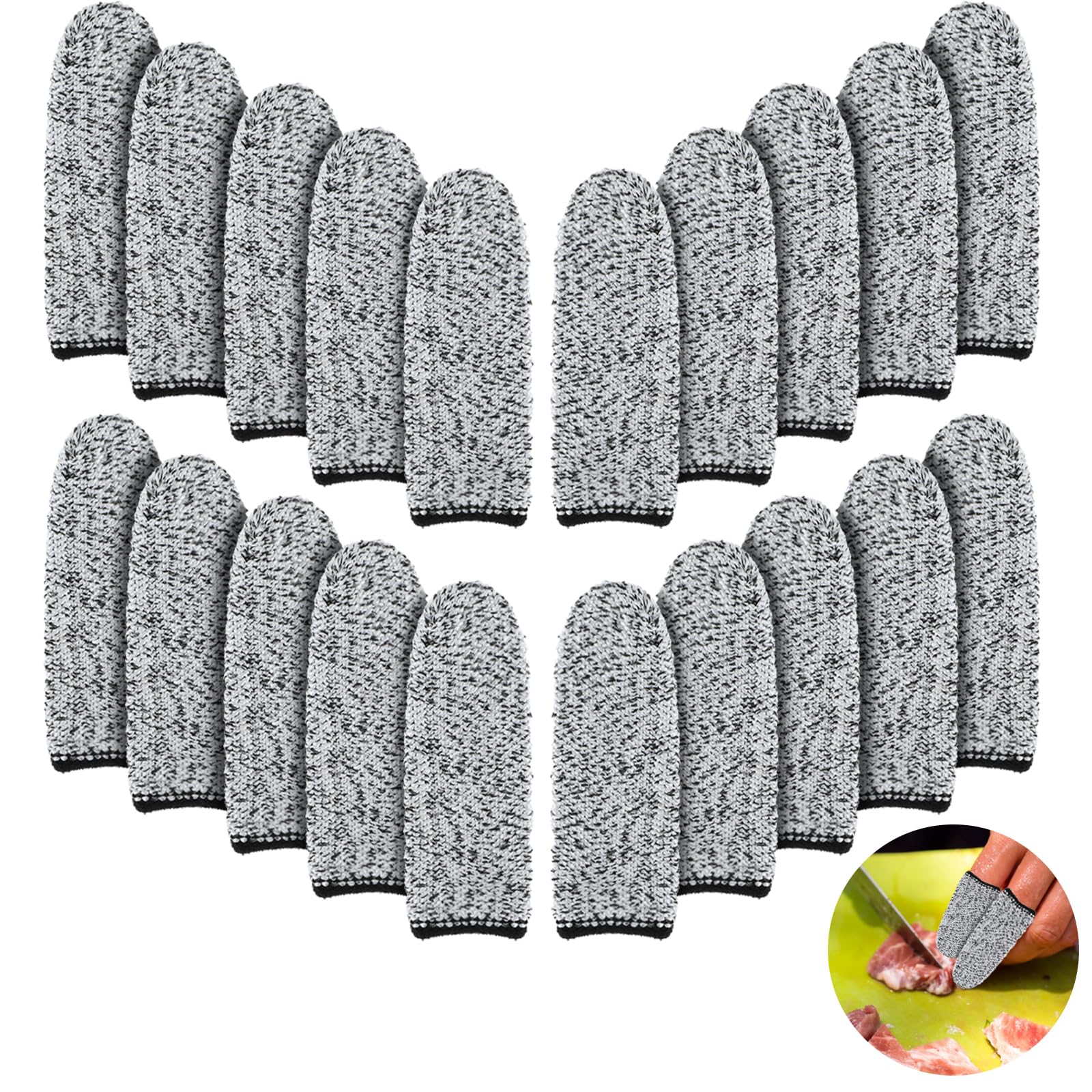 Photo 1 of 20 Pieces Cut Resistant Finger Cots, Anti-Slip Finger Tips Protector, Gel Finger Guards Finger Guards, Reusable Large Fingertip Sleeve for Kitchen Food Cutting Sculpture Work Supplies