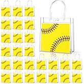 36Pcs Softball Clear PVC Gift Bags with Handles Bulk Sport Goodie Treat Candy Bags Softball Theme Party Favor for Girls Sports Team Birthday Baby Shower Party Favor Decorations Supplies 8 x 8 x 3in